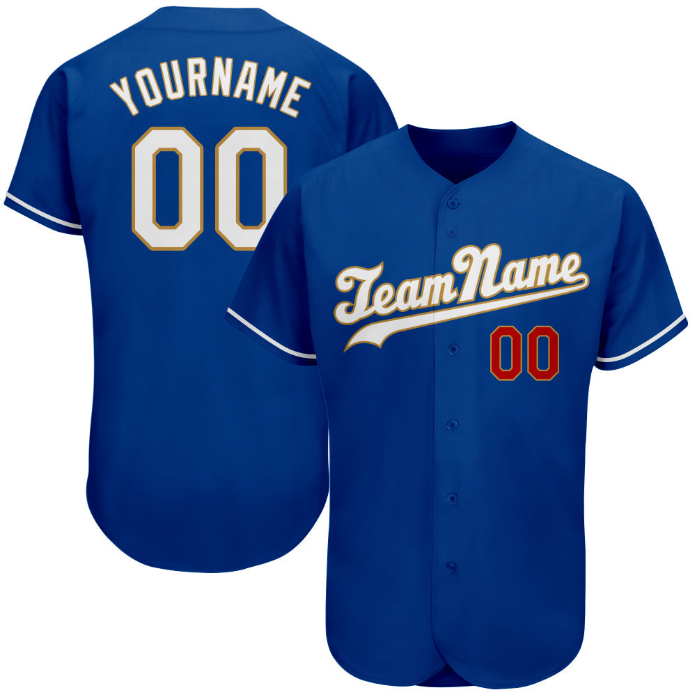 Custom Royal White-Old Gold Authentic Baseball Jersey - Sky-Custom