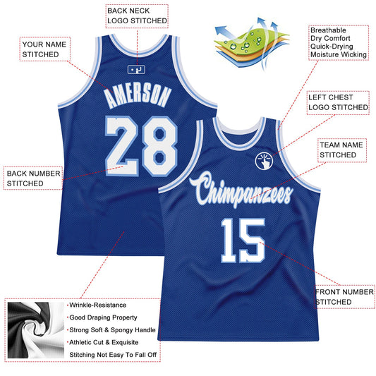 Custom Royal White-Light Blue Authentic Throwback Basketball Jersey - Sky-Custom
