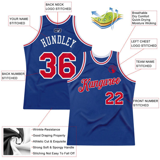 Custom Royal Red-White Authentic Throwback Basketball Jersey - Sky-Custom