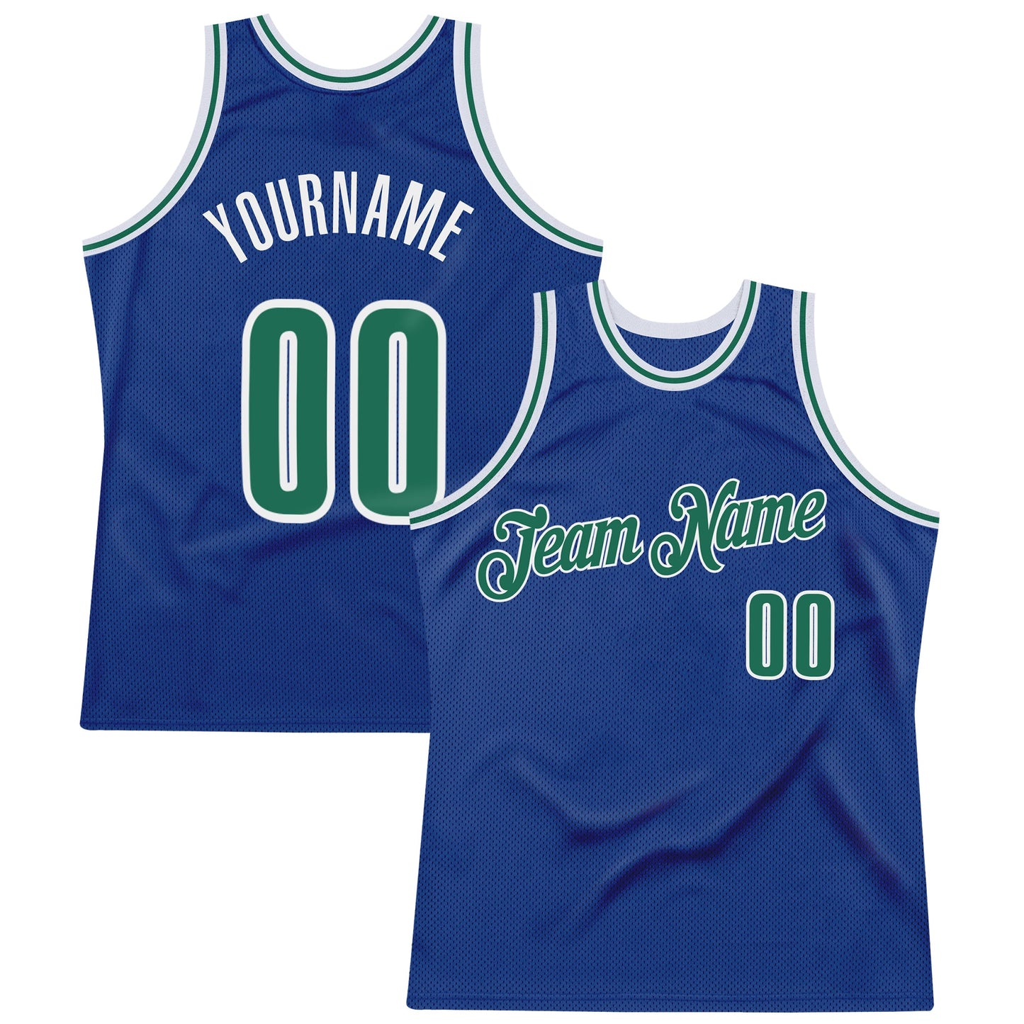 Custom Royal Kelly Green-White Authentic Throwback Basketball Jersey - Sky-Custom