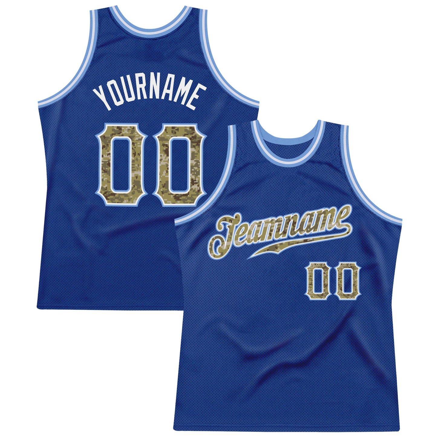 Custom Royal Camo-Light Blue Authentic Throwback Basketball Jersey - Sky-Custom