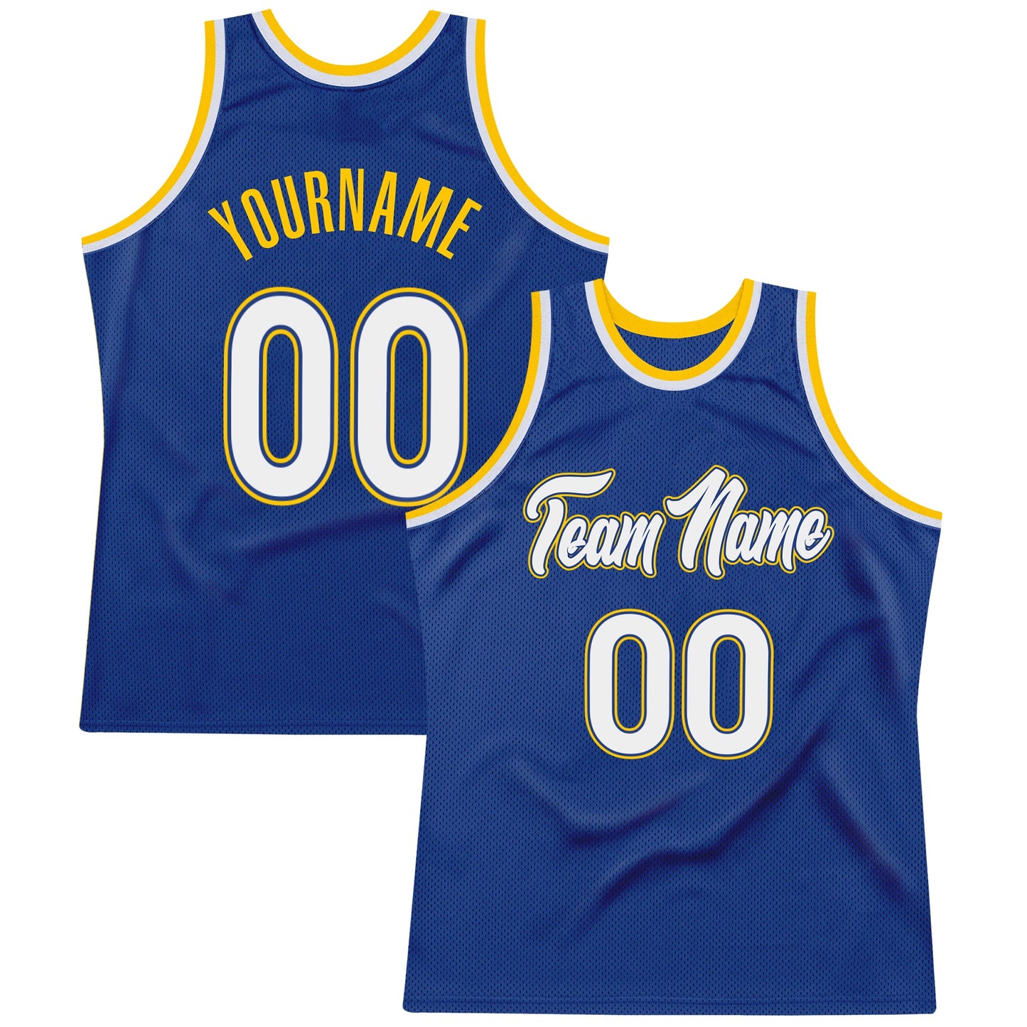 Custom Royal White-Gold Authentic Throwback Basketball Jersey - Sky-Custom