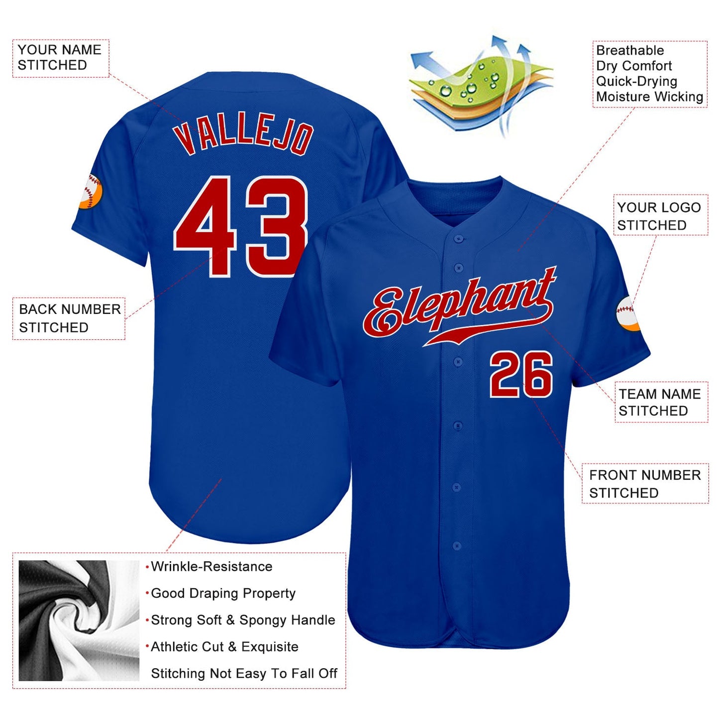 Custom Royal Red-White Authentic Baseball Jersey - Sky-Custom