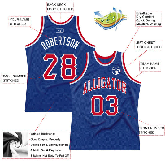 Custom Royal Red-White Authentic Throwback Basketball Jersey - Sky-Custom