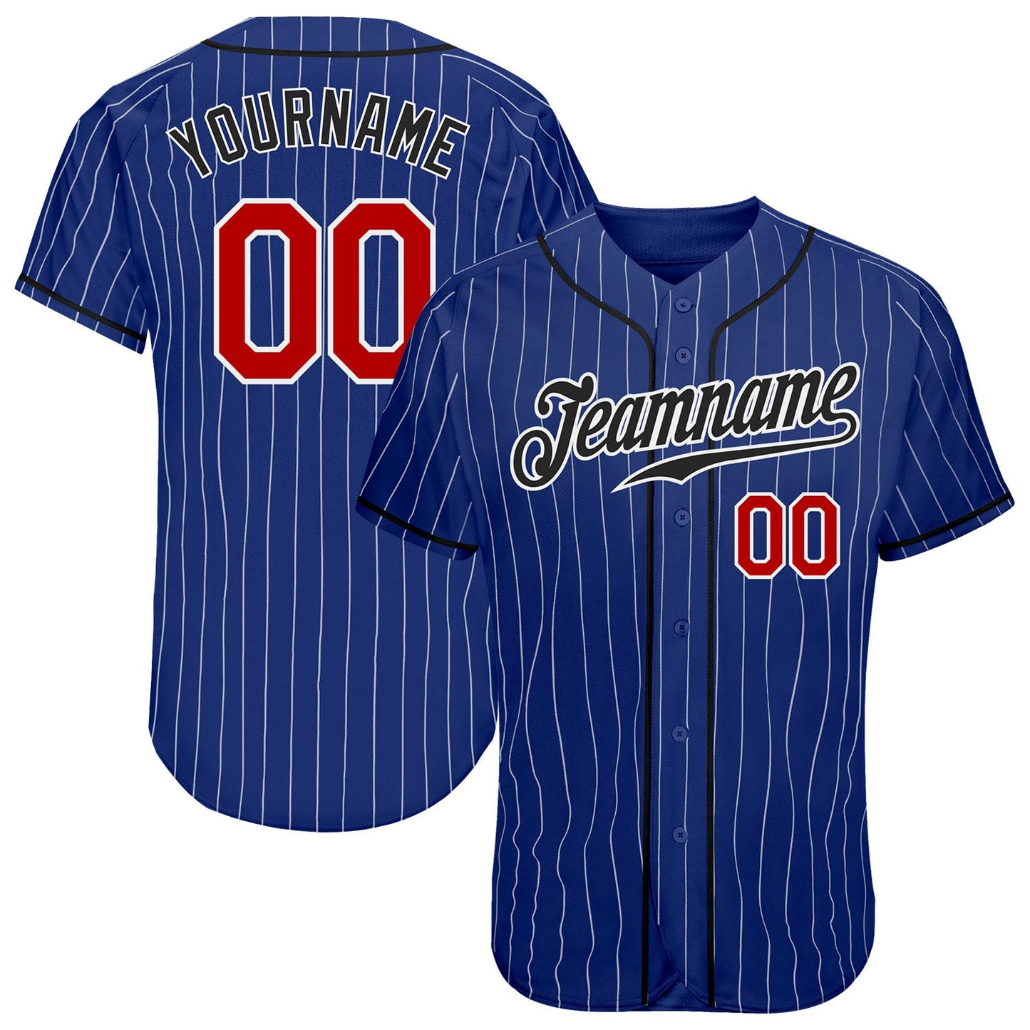 Custom Royal White Pinstripe Red-Black Authentic Baseball Jersey - Sky-Custom