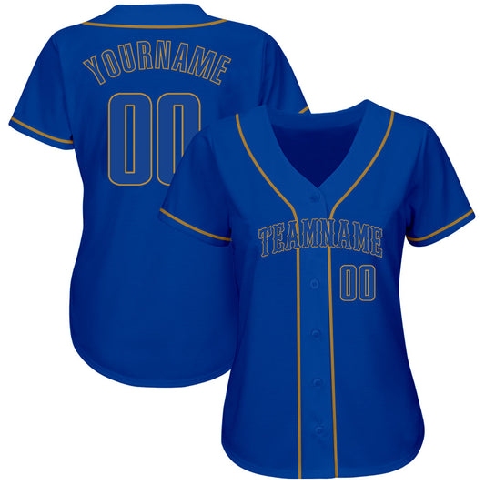 Custom Royal Royal-Old Gold Authentic Baseball Jersey - Sky-Custom