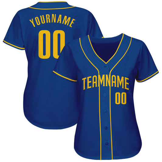 Custom Royal Gold Authentic Baseball Jersey - Sky-Custom