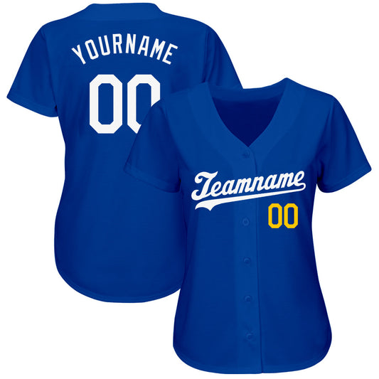 Custom Royal White-Gold Authentic Baseball Jersey - Sky-Custom