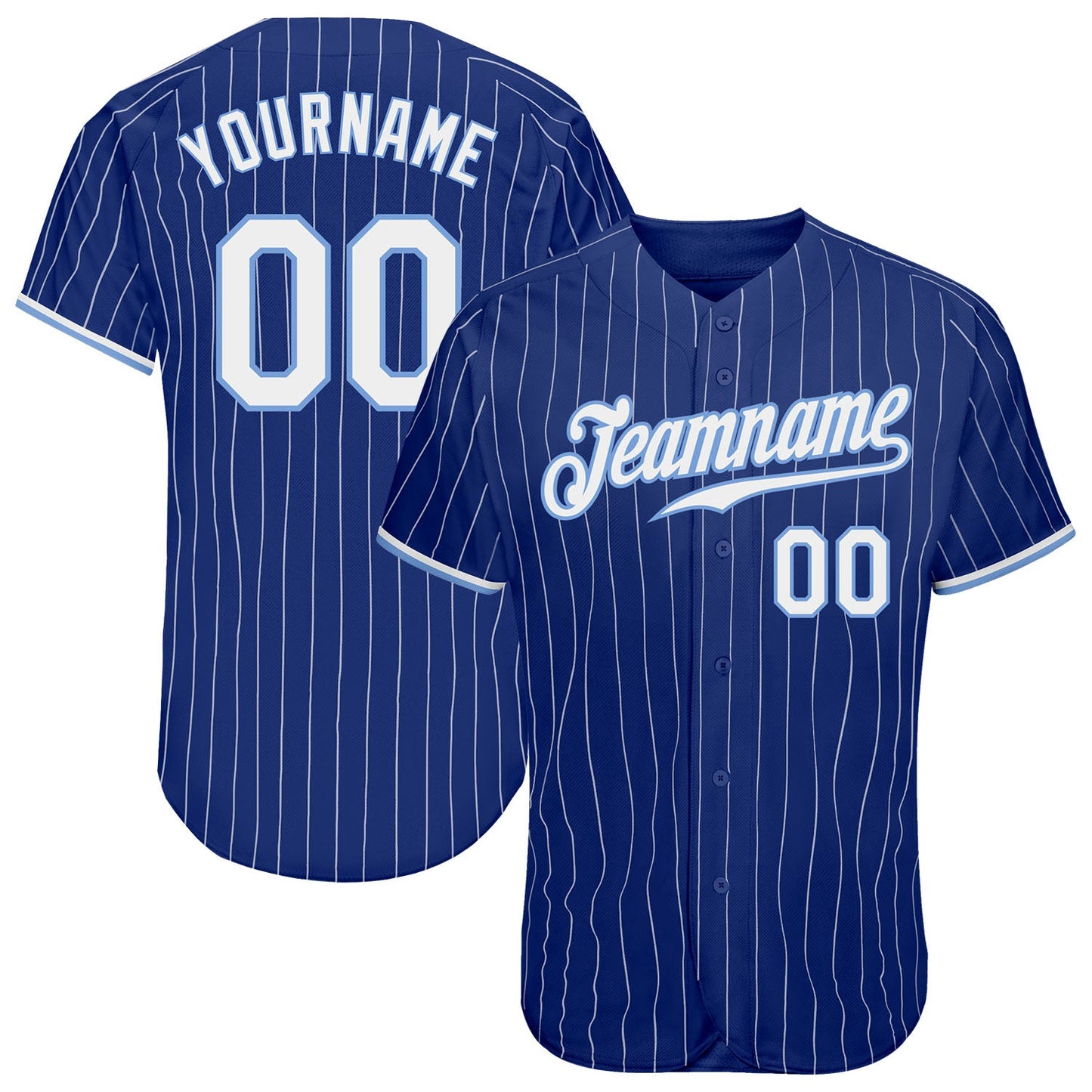Custom Royal White Pinstripe White-Light Blue Authentic Baseball Jersey - Sky-Custom