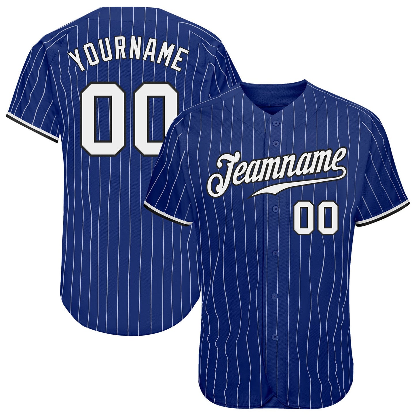 Custom Royal White Pinstripe White-Black Authentic Baseball Jersey - Sky-Custom