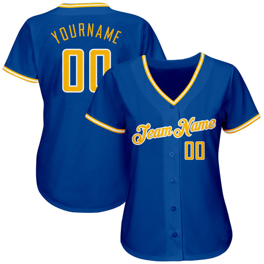 Custom Royal Gold-White Authentic Baseball Jersey - Sky-Custom