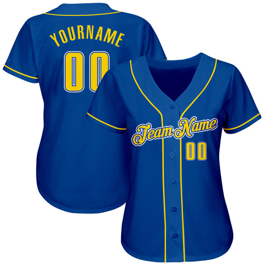 Custom Royal Gold-White Authentic Baseball Jersey - Sky-Custom