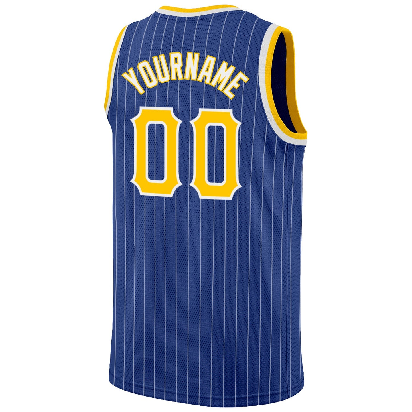 Custom Royal White Pinstripe Gold-White Authentic Basketball Jersey - Sky-Custom