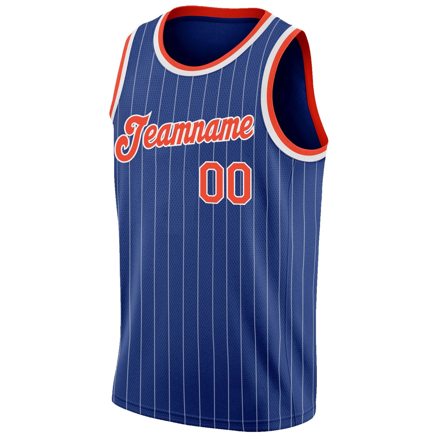 Custom Royal White Pinstripe Orange-White Authentic Basketball Jersey - Sky-Custom
