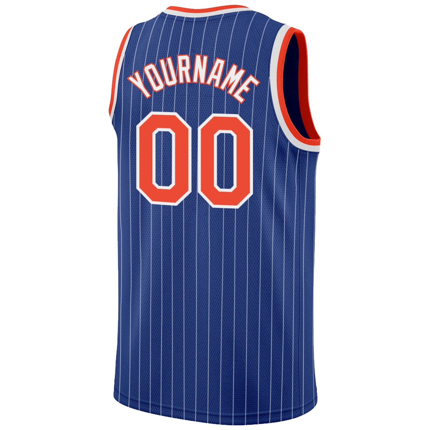 Custom Royal White Pinstripe Orange-White Authentic Basketball Jersey - Sky-Custom
