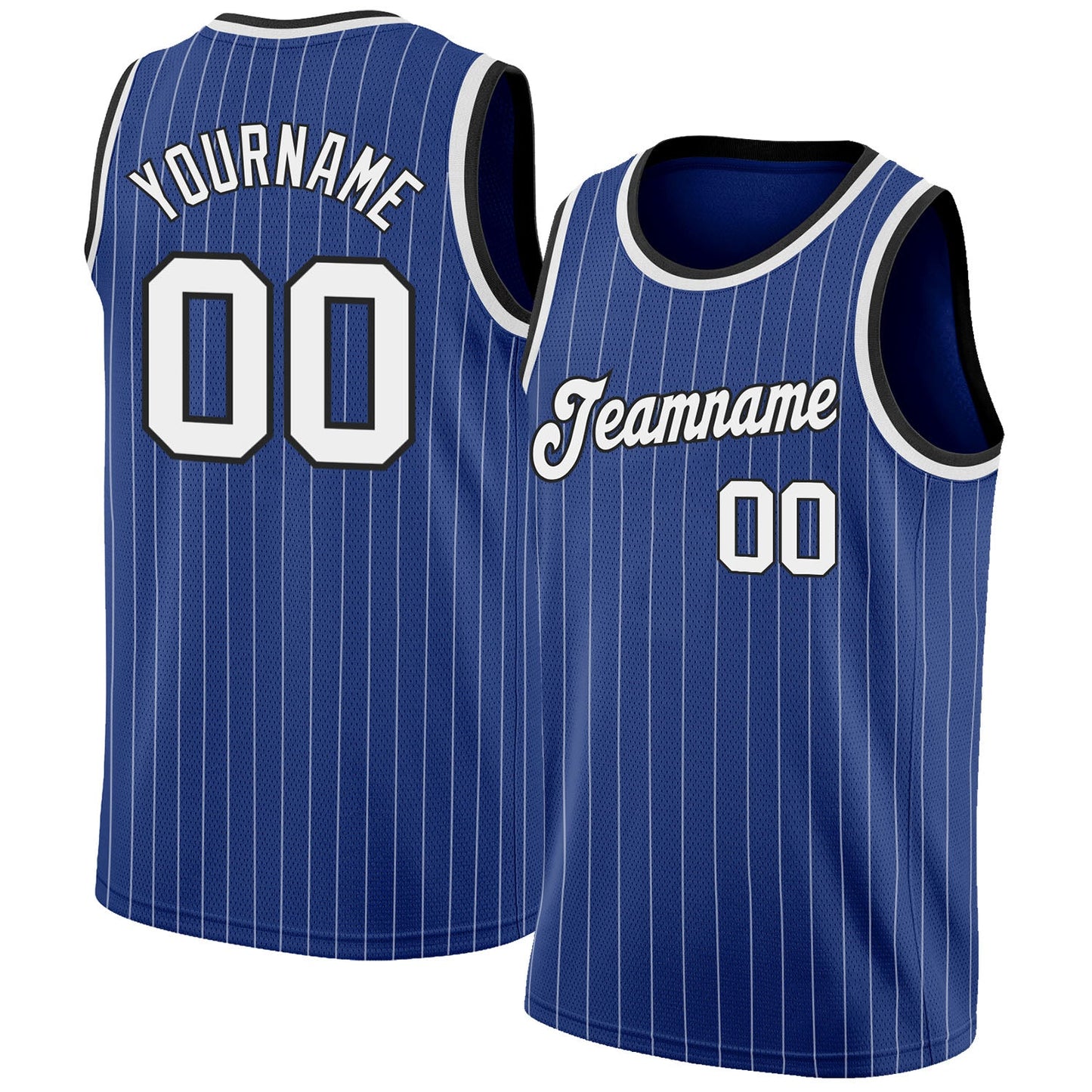 Custom Royal White Pinstripe White-Black Authentic Basketball Jersey - Sky-Custom