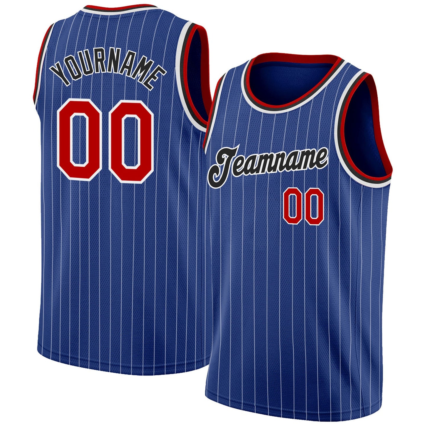 Custom Royal White Pinstripe Red-Black Authentic Basketball Jersey - Sky-Custom