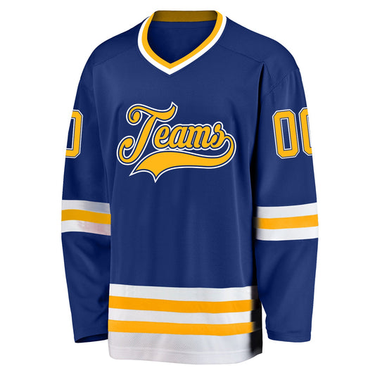 Custom Royal Gold-White Hockey Jersey - Sky-Custom