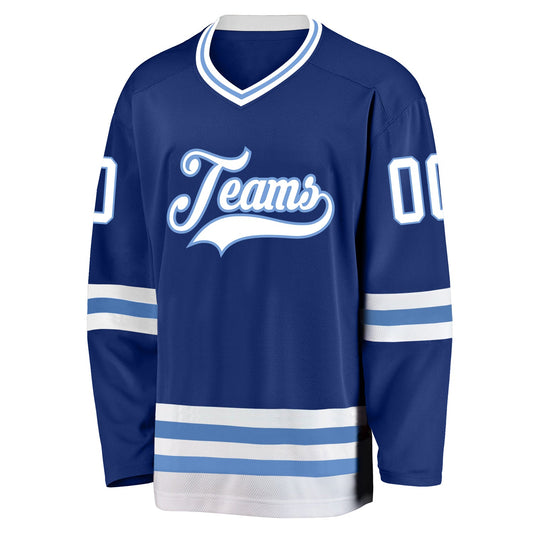 Custom Royal White-Light Blue Hockey Jersey - Sky-Custom