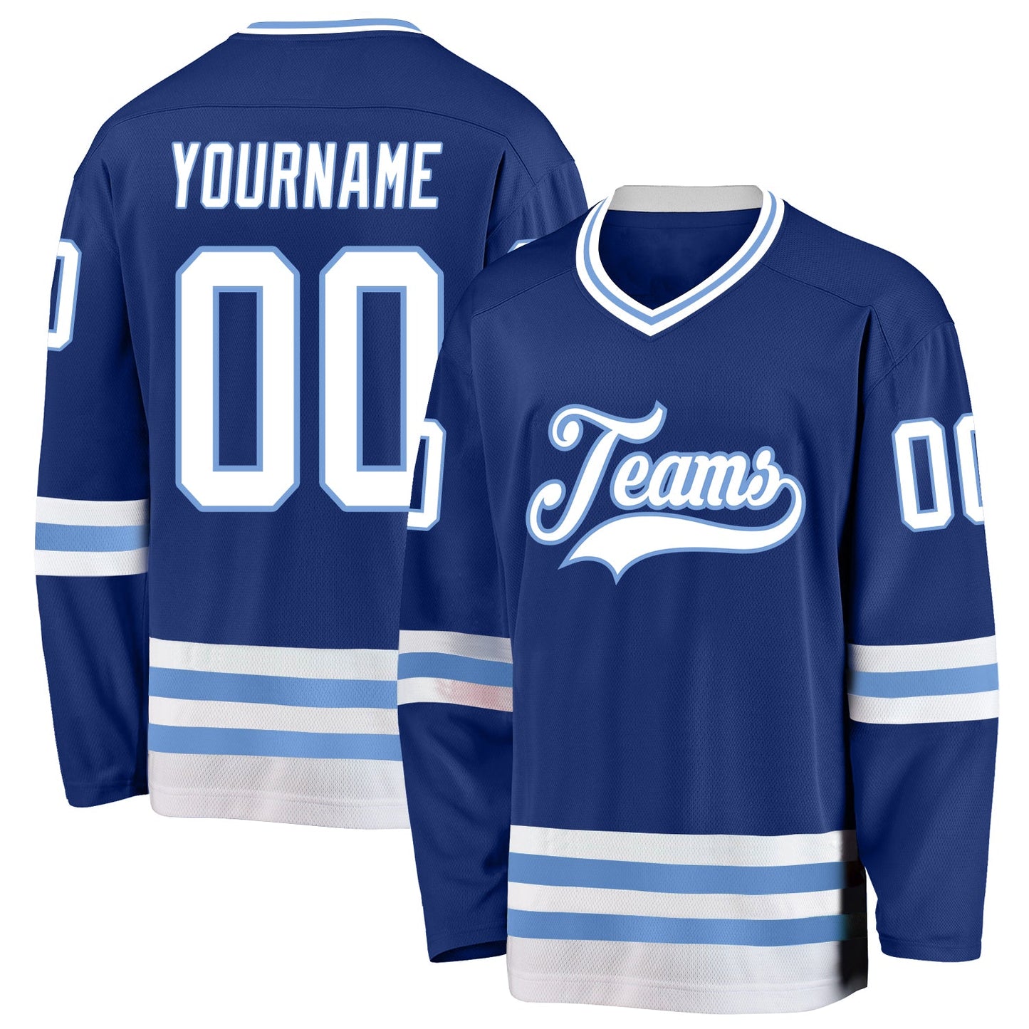 Custom Royal White-Light Blue Hockey Jersey - Sky-Custom