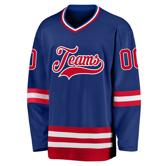 Custom Royal Red-White Hockey Jersey - Sky-Custom