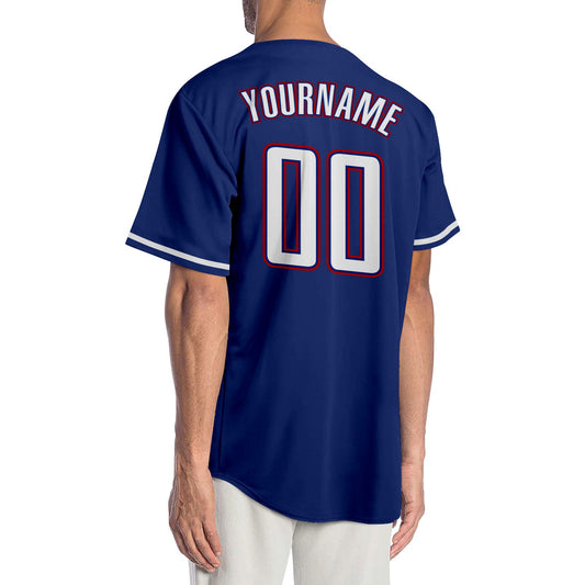 Custom Royal White-Red Authentic Baseball Jersey - Sky-Custom