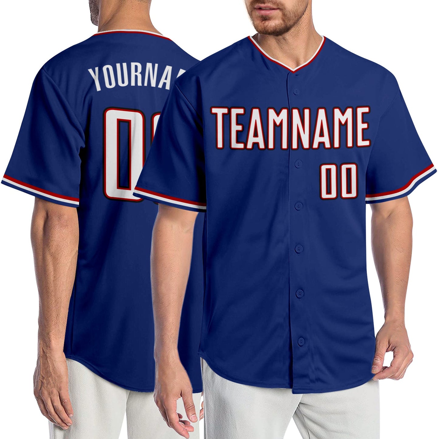 Custom Royal White-Red Authentic Baseball Jersey - Sky-Custom