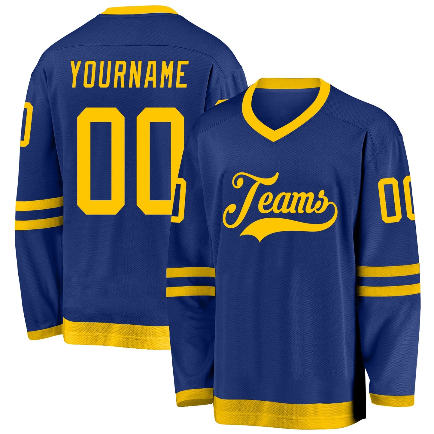 Custom Royal Gold Hockey Jersey - Sky-Custom