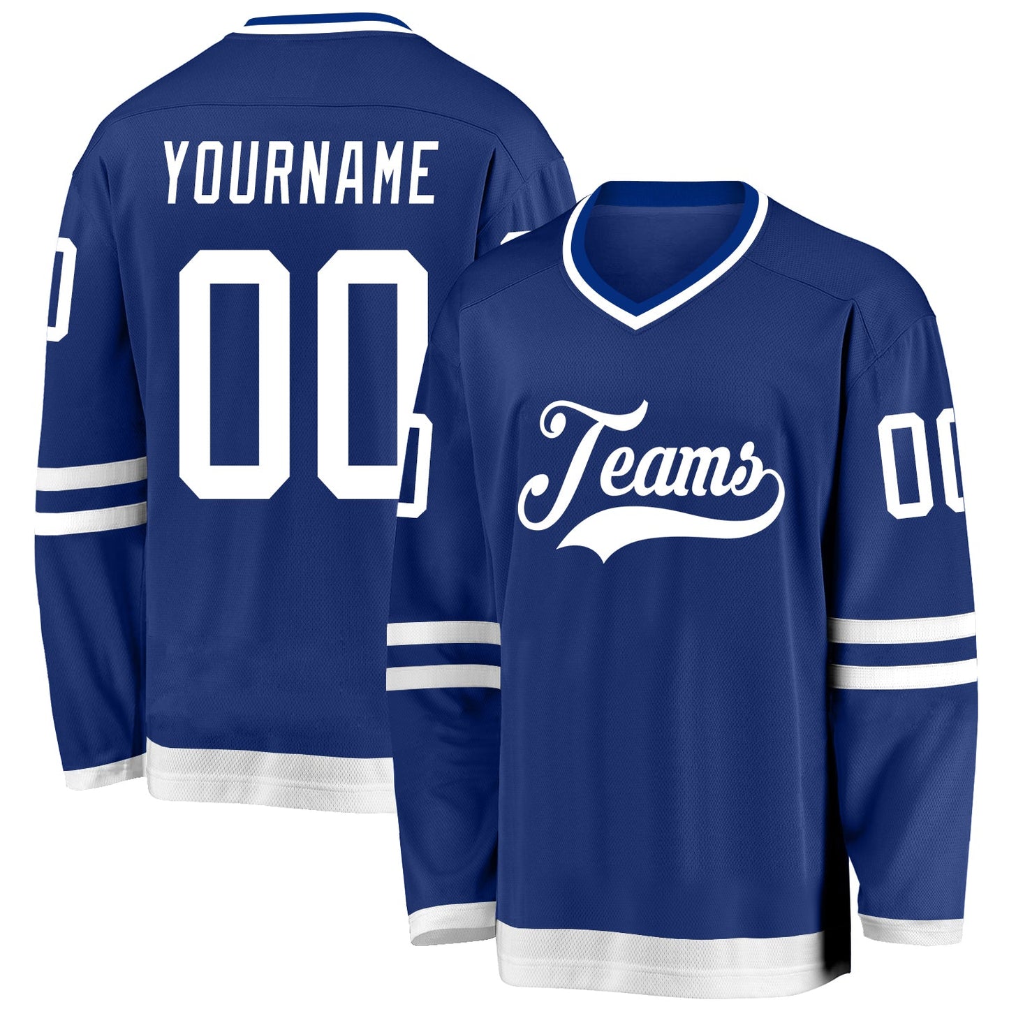 Custom Royal White Hockey Jersey - Sky-Custom