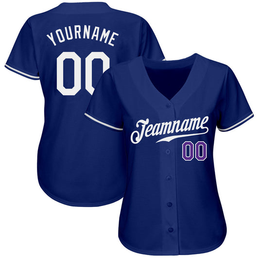 Custom Royal White-Purple Authentic Baseball Jersey - Sky-Custom