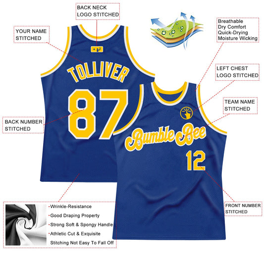 Custom Royal Gold-White Authentic Throwback Basketball Jersey - Sky-Custom