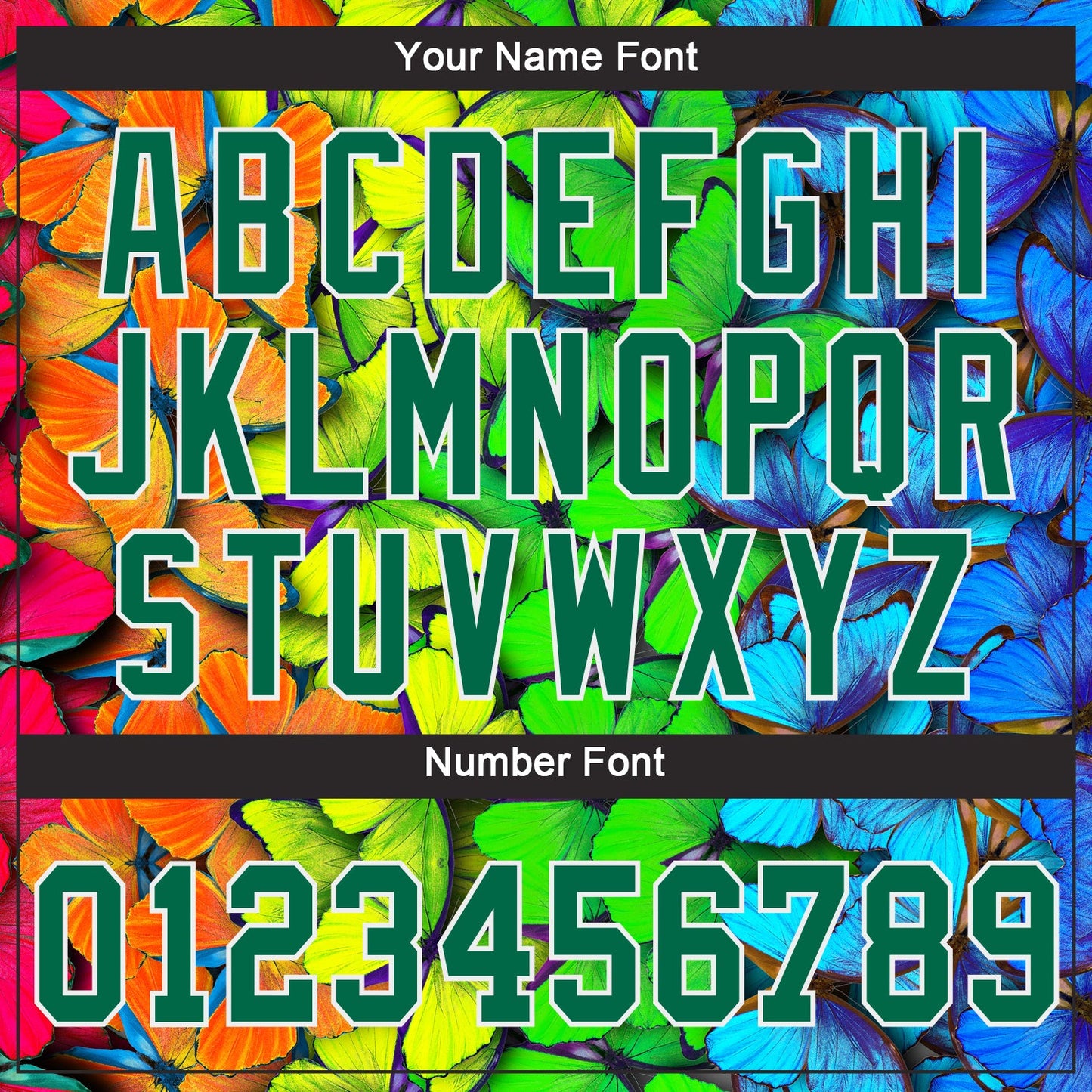 Custom Royal Kelly Green-White 3D Pattern Design Multicolored Butterflies Authentic Baseball Jersey - Sky-Custom