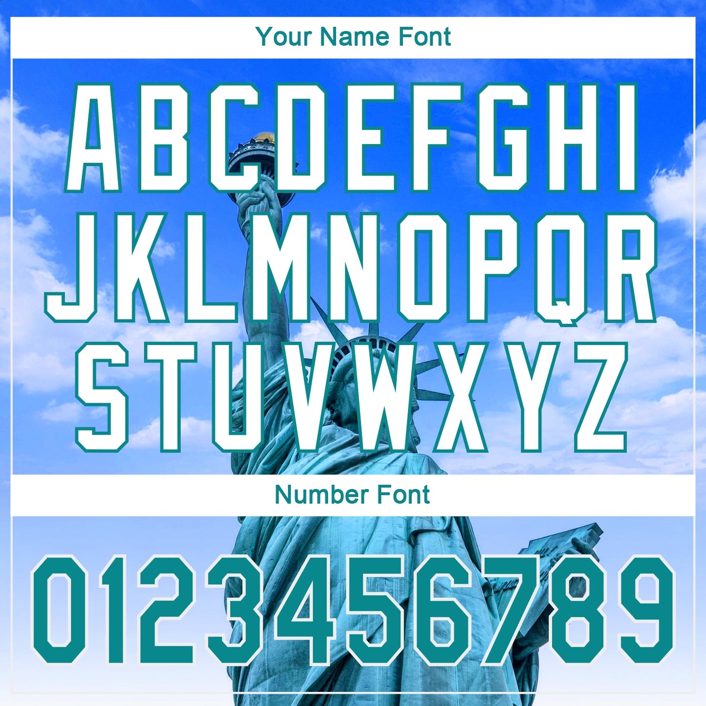 Custom Royal Kelly Green-White 3D Pattern Design Statue Of Liberty Authentic Baseball Jersey - Sky-Custom