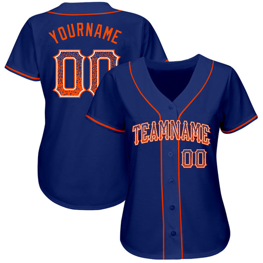 Custom Royal Orange-White Authentic Drift Fashion Baseball Jersey - Sky-Custom