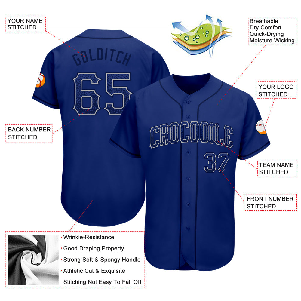 Custom Royal Navy-Gray Authentic Drift Fashion Baseball Jersey - Sky-Custom