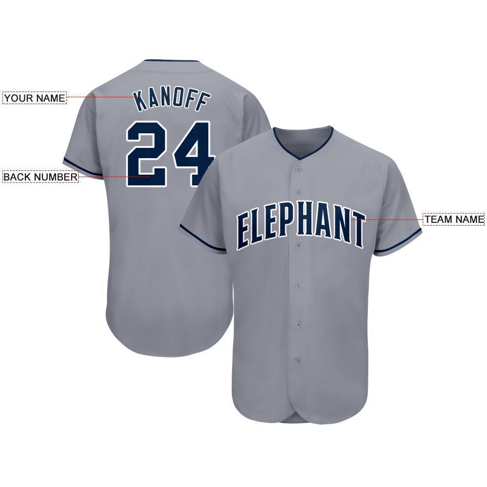 Custom Gray Navy-White Baseball Jersey - Sky-Custom