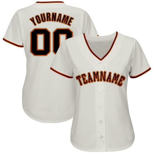 Custom Cream Black-Orange Baseball Jersey - Sky-Custom