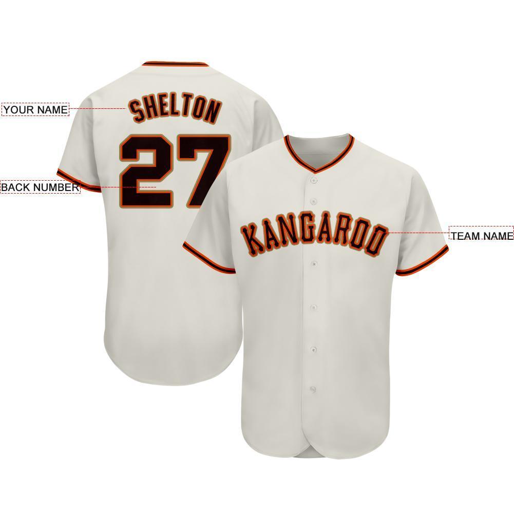 Custom Cream Black-Orange Baseball Jersey - Sky-Custom