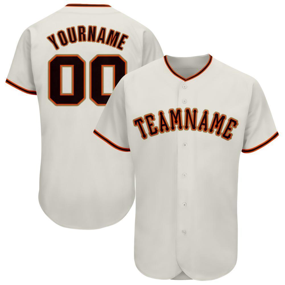 Custom Cream Black-Orange Baseball Jersey - Sky-Custom