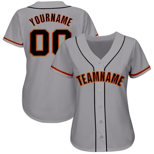 Custom Gray Black Orange-Old Gold Baseball Jersey - Sky-Custom