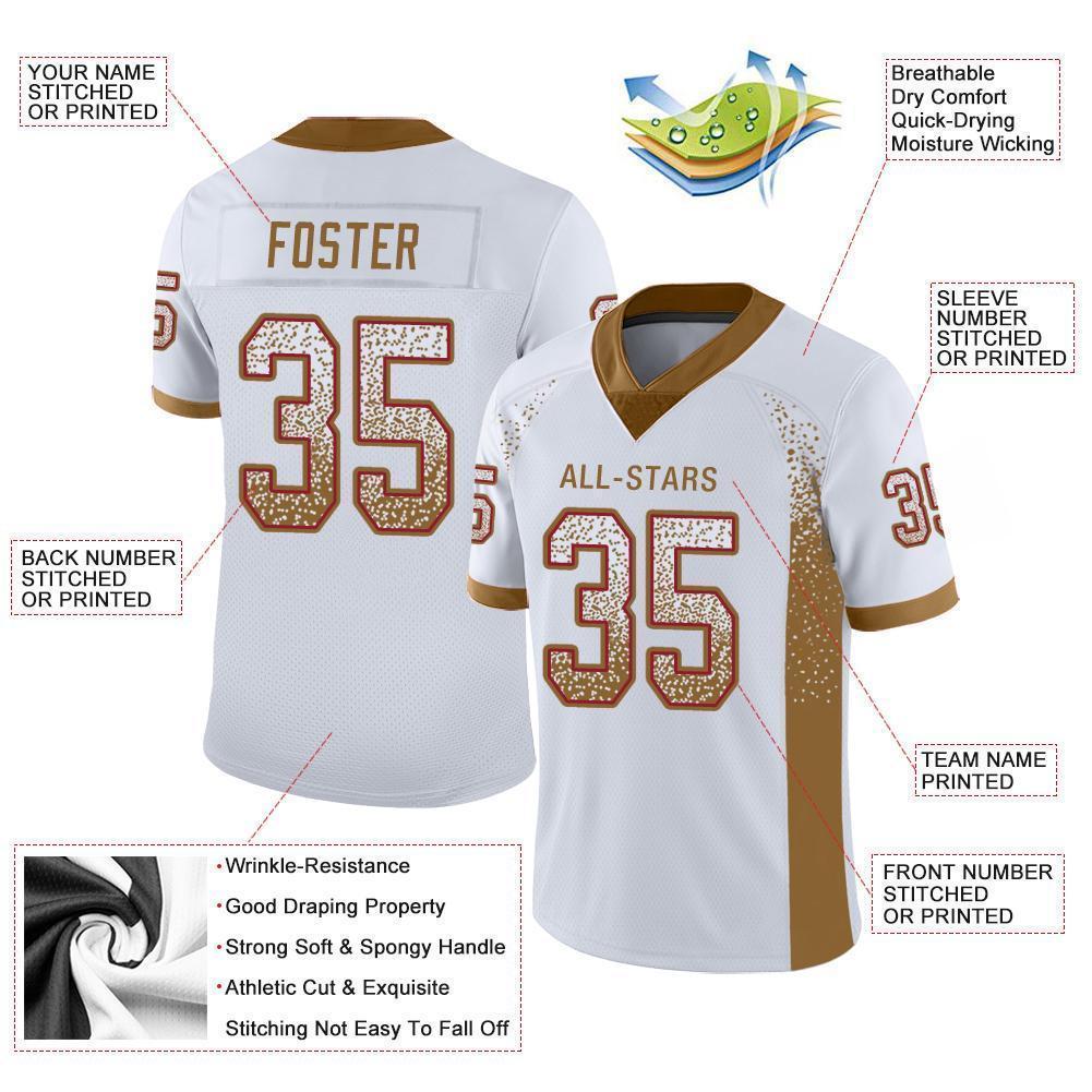 Custom White Old Gold-Red Mesh Drift Fashion Football Jersey - Sky-Custom