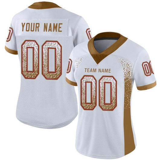 Custom White Old Gold-Red Mesh Drift Fashion Football Jersey - Sky-Custom