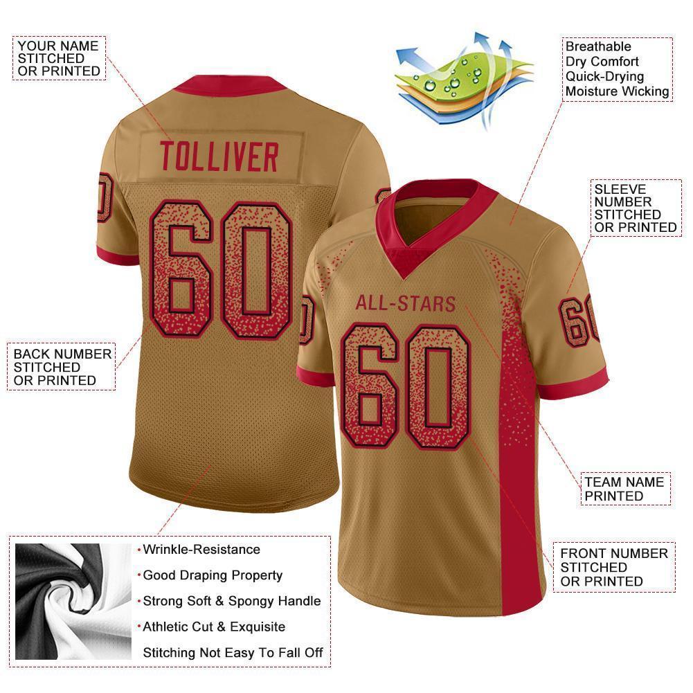 Custom Old Gold Red-Black Mesh Drift Fashion Football Jersey - Sky-Custom