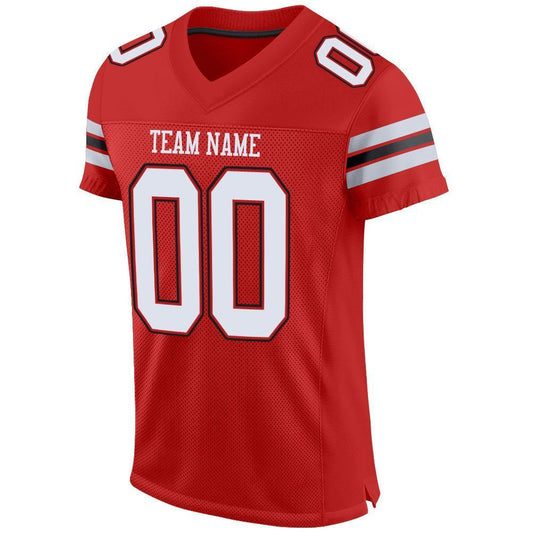 Custom Scarlet White-Black Mesh Authentic Football Jersey - Sky-Custom