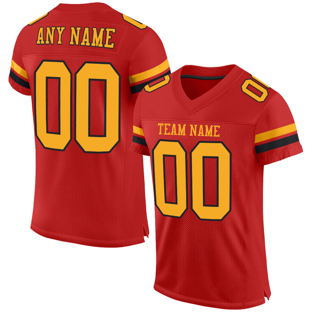 Custom Scarlet Gold-Black Mesh Authentic Football Jersey - Sky-Custom