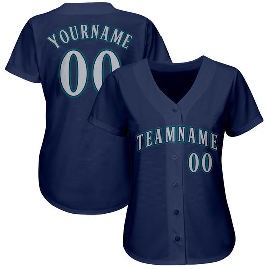 Custom Navy Gray-Teal Baseball Jersey - Sky-Custom