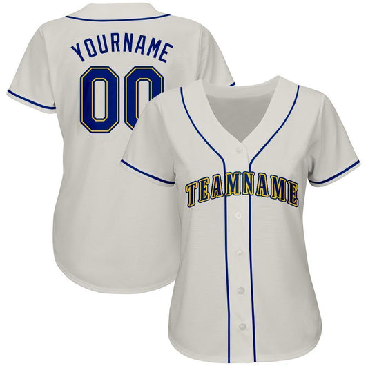 Custom Cream Royal-Gold Baseball Jersey - Sky-Custom