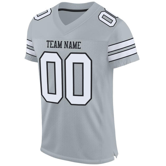 Custom Silver White-Black Mesh Authentic Football Jersey - Sky-Custom