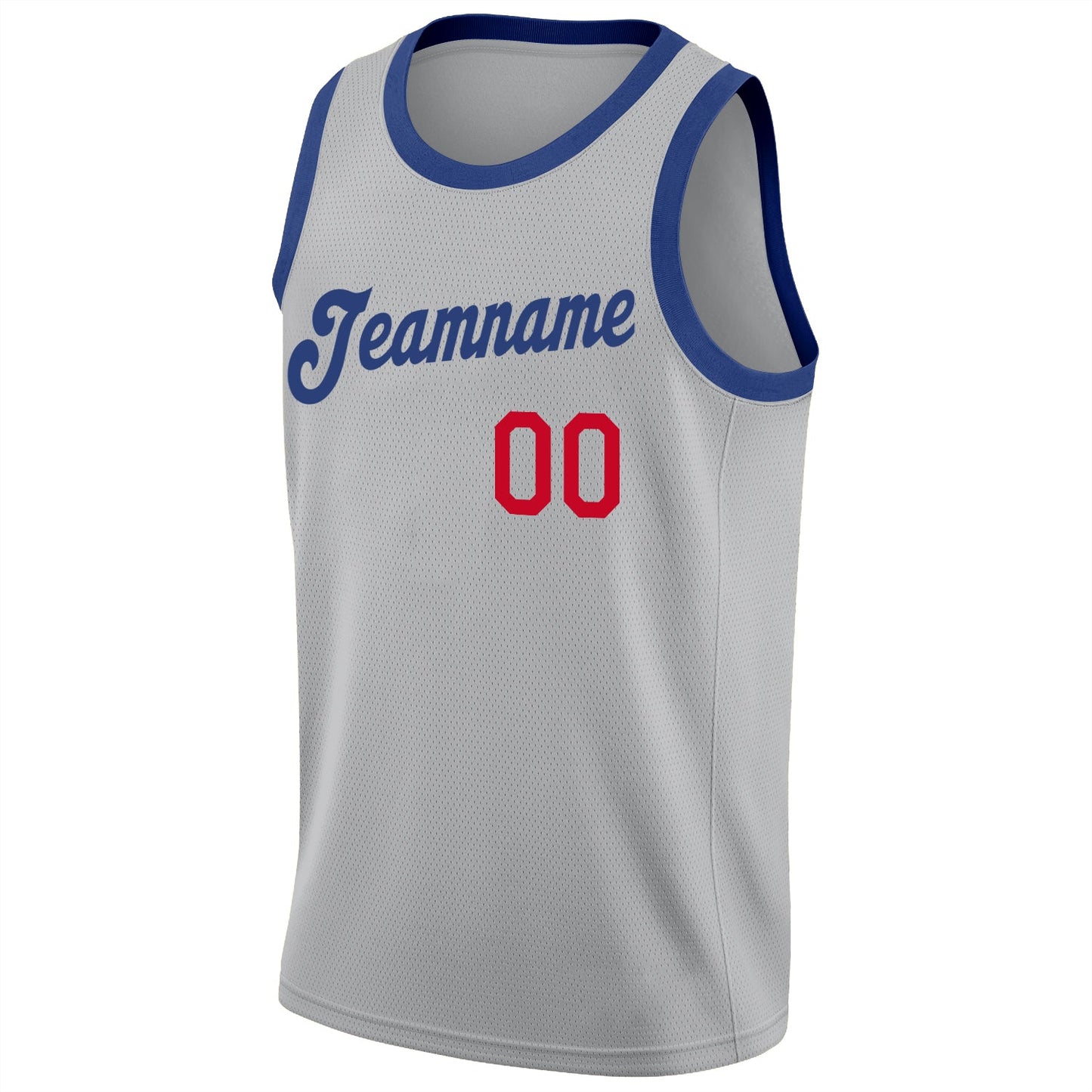Custom Gray Royal-Red Round Neck Rib-Knit Basketball Jersey - Sky-Custom