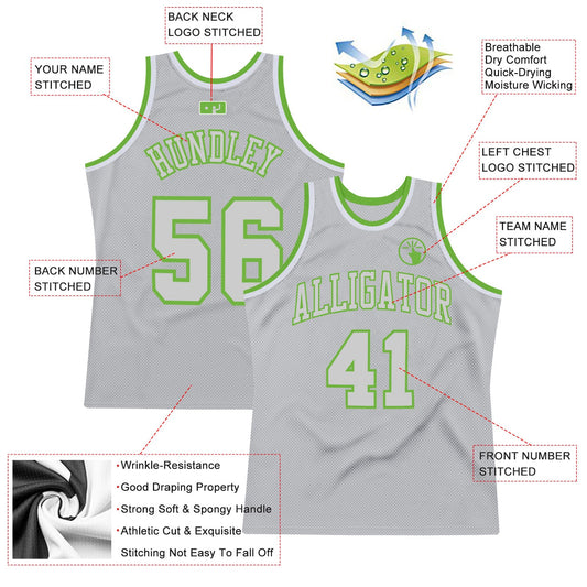 Custom Gray Gray-Neon green Authentic Throwback Basketball Jersey - Sky-Custom